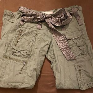 Abercrombie & Fitch Olive Green Vintage Cargo Pants Satin Belt Size 0